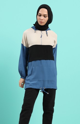 Kapüşonlu Tunik 5736-07 İndigo