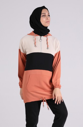 Kapüşonlu Tunik 5736-08 Somon