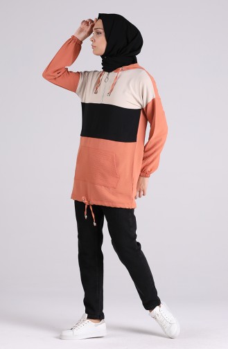 Kapüşonlu Tunik 5736-08 Somon