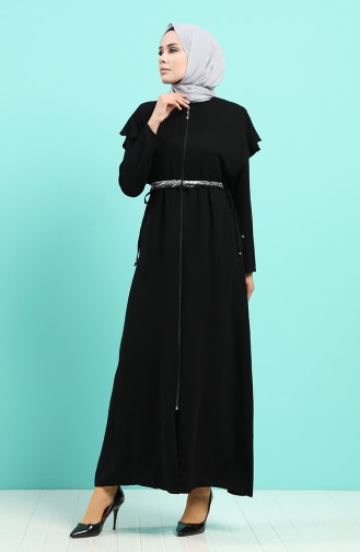 Beli Büzgülü Ferace 5948-01 Siyah