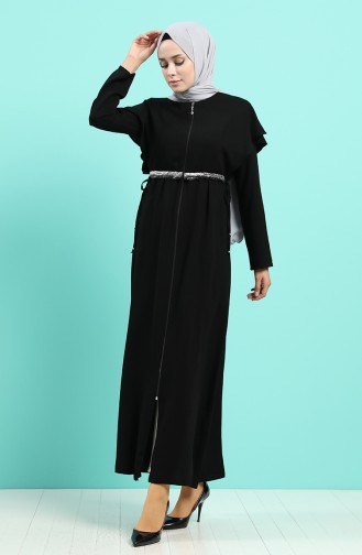 Beli Büzgülü Ferace 5948-01 Siyah