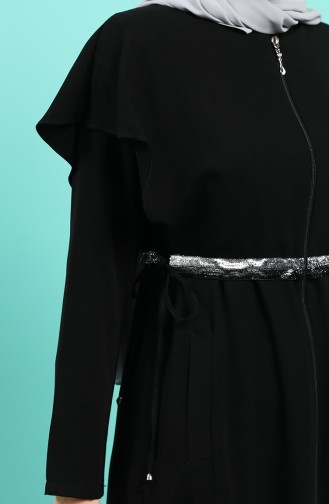 Beli Büzgülü Ferace 5948-01 Siyah