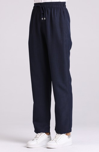 Skinny waist Elastic wide-leg Trousers 0181-02 Dark Navy Blue 0181-02