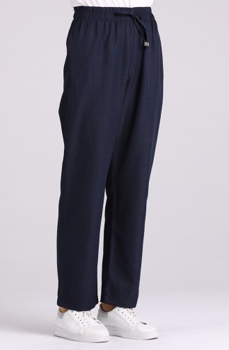 Skinny waist Elastic wide-leg Trousers 0181-02 Dark Navy Blue 0181-02