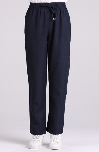 Skinny waist Elastic wide-leg Trousers 0181-02 Dark Navy Blue 0181-02