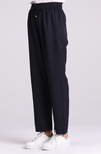 Skinny waist Elastic wide-leg Trousers 0181-08 Navy Blue 0181-08