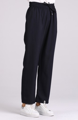 Skinny waist Elastic wide-leg Trousers 0181-08 Navy Blue 0181-08