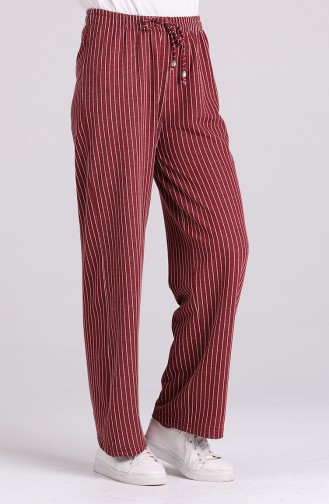 Striped wide Leg Trousers 3180-01 Burgundy 3180-01