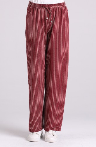 Striped wide Leg Trousers 3180-01 Burgundy 3180-01