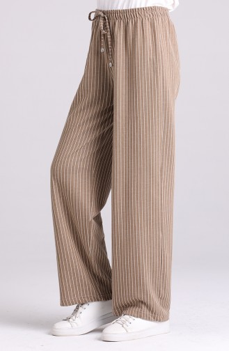Striped wide Leg Pants 3180-02 Dark Beige 3180-02