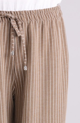 Striped wide Leg Pants 3180-02 Dark Beige 3180-02