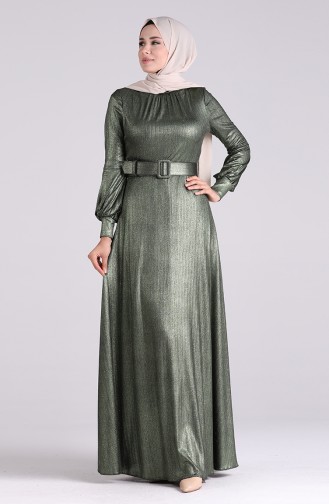 Evening Dress with Belt 1013-04 Khaki 1013-04