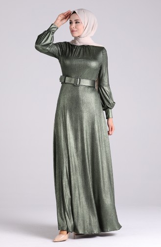 Evening Dress with Belt 1013-04 Khaki 1013-04