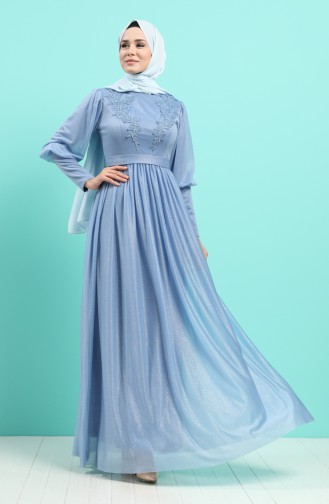 Indigo Hijab-Abendkleider 1017-02