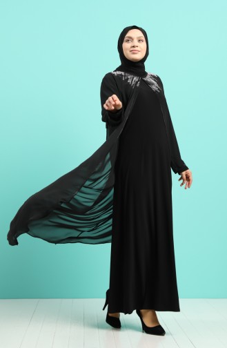 Schwarz Hijab-Abendkleider 4258-01