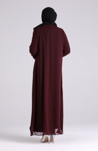 Weinrot Hijab-Abendkleider 4258-02