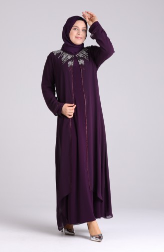 Zwetschge Hijab-Abendkleider 4258-03