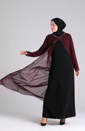 Weinrot Hijab-Abendkleider 4260-02