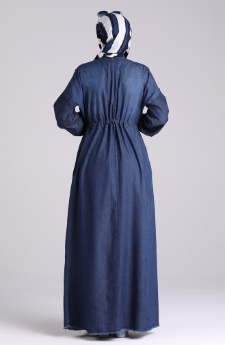 Navy Blue Hijab Evening Dress 7084-01