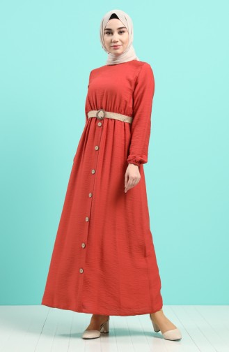 Brick Red Hijab Dress 0029-07