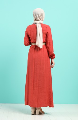 Ziegelrot Hijab Kleider 0029-07