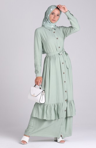 Green Almond Hijab Dress 0033-04