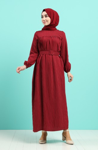 Claret Red Hijab Dress 0051-02