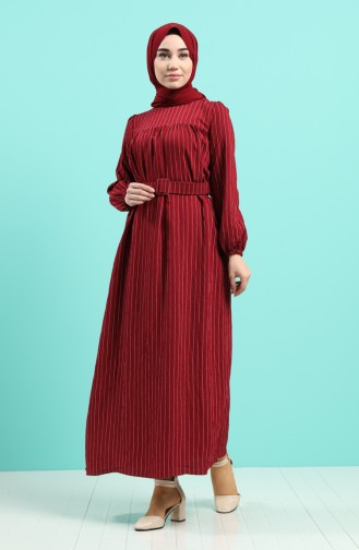 Claret Red Hijab Dress 0051-02