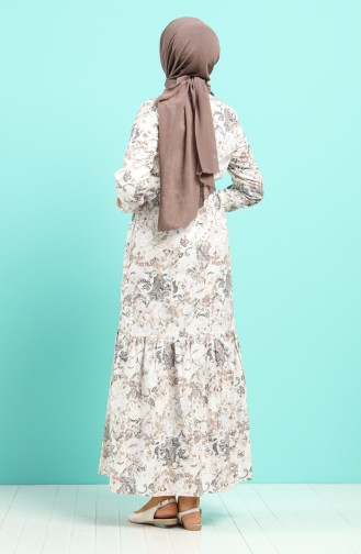 Creme Hijab Kleider 4619-01