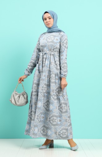 Blau Hijab Kleider 4640-01