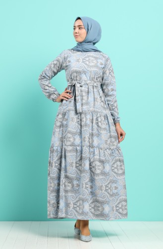 Blau Hijab Kleider 4640-01