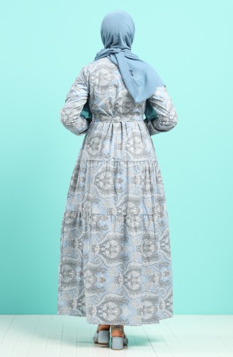Floral Print Dress 4640-01 Blue 4640-01