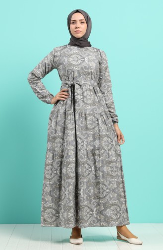 Gray Hijab Dress 4640-02