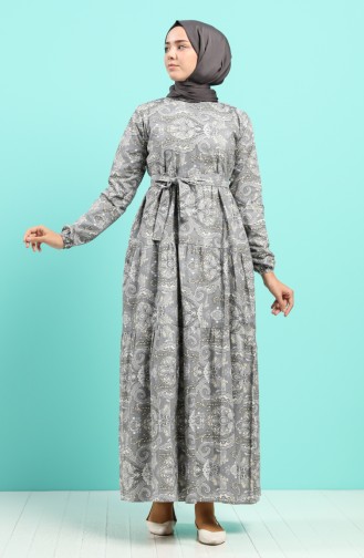 Gray Hijab Dress 4640-02