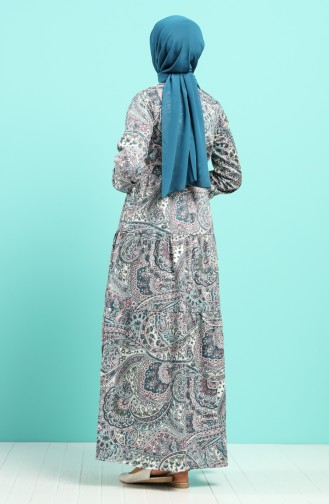 Robe Hijab Pétrole 4642-01