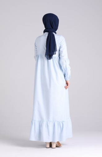 Babyblau Hijab Kleider 1401-01