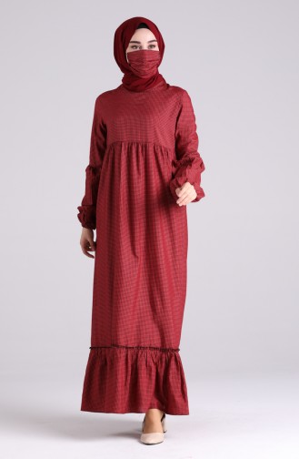 Weinrot Hijab Kleider 1401-02