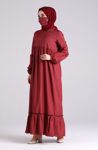 Weinrot Hijab Kleider 1401-02