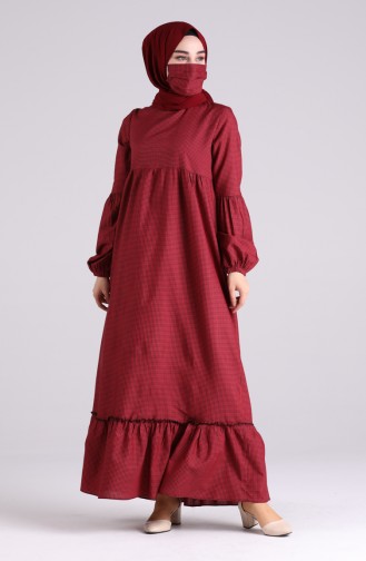 Dress with Free Mask 1401-07 Burgundy Navy Blue 1401-07