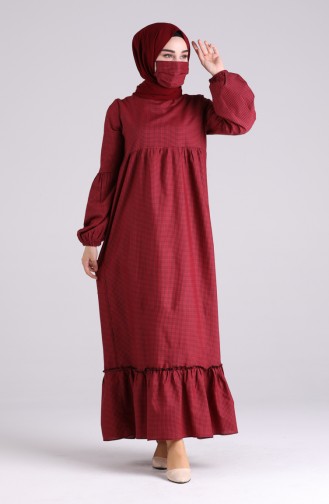 Dress with Free Mask 1401-07 Burgundy Navy Blue 1401-07