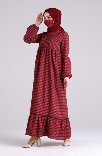 Dress with Free Mask 1402-03 Burgundy 1402-03