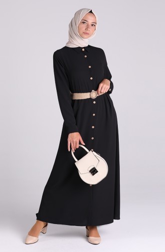 Button-down Belt Dress 1322-01 Black 1322-01