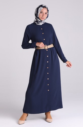 Button-down Belt Dress 1322-04 Navy Blue 1322-04