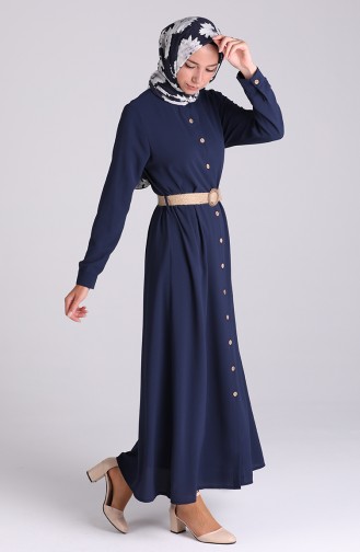 Button-down Belt Dress 1322-04 Navy Blue 1322-04