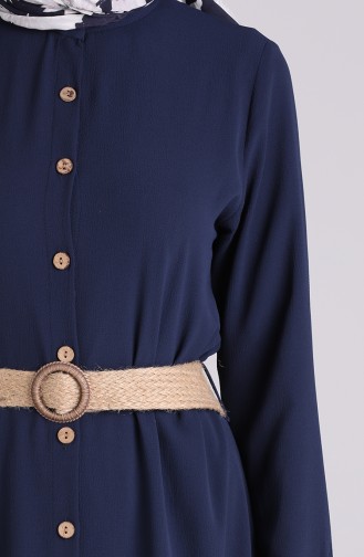 Button-down Belt Dress 1322-04 Navy Blue 1322-04