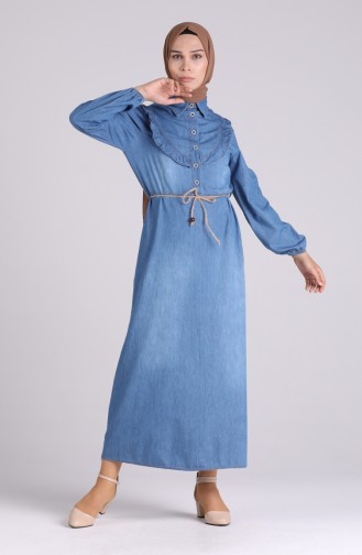 Jeansblau Hijab Kleider 0103-02