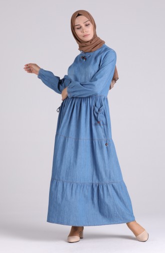 Jeansblau Hijab Kleider 0104-01