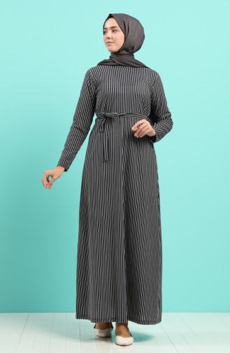 Patterned Belted Dress 5708y-03 Anthracite 5708Y-03