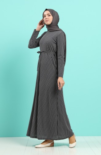 Anthrazit Hijab Kleider 5708Y-03