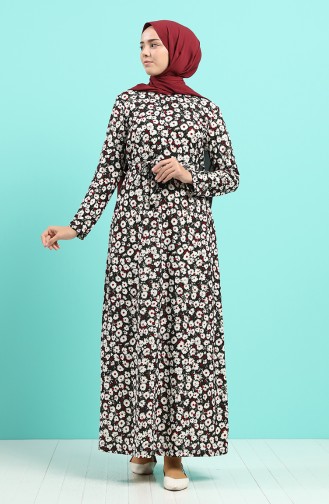 Weinrot Hijab Kleider 5709E-01